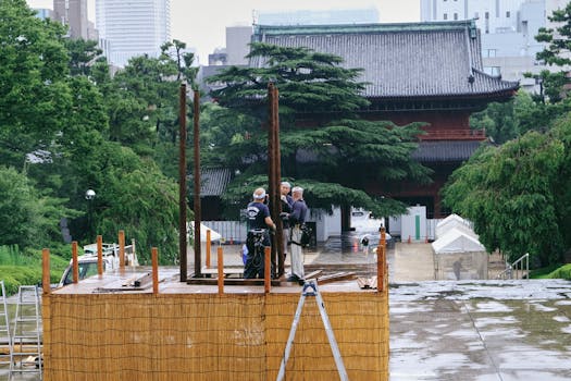 construction site with workers collaborating