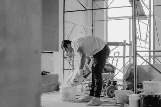 construction site with safety equipment in use