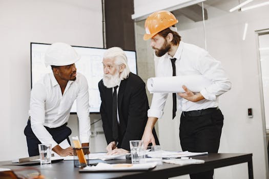 construction team discussing project plans