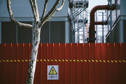 Construction site with safety signage