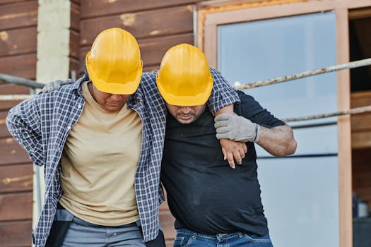 construction workers collaborating on a project