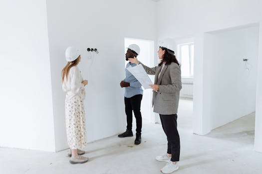 Construction team collaborating on a punch list