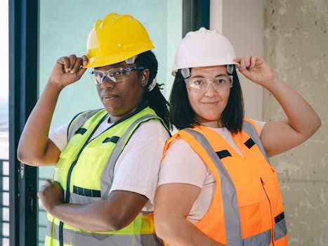 construction workers collaborating on a project